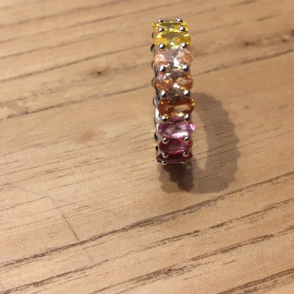 Oval Rainbow Ring Multi Color Sterling Silver - Picture 2 of 6